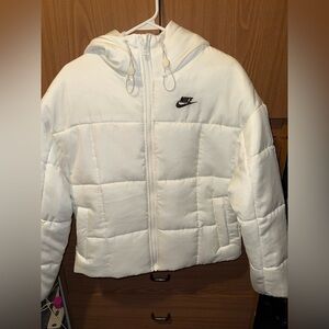 Nike White Puffer Jacket with Hood